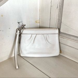 White Leather Coach Wristlet